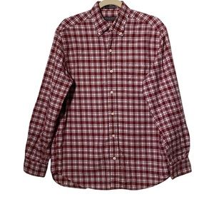 Lyle Scott Men’s Casual Dark Red Plaid Button Up Size M